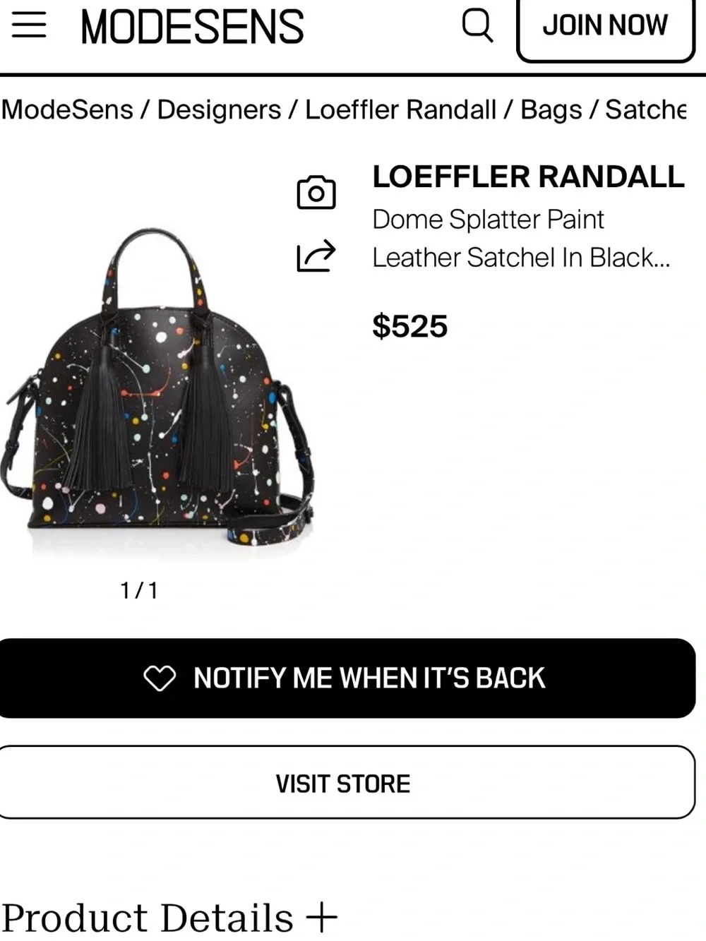 Loeffler Randall Dome Splatter Paint Leather Satchel Black With Tassels Chic